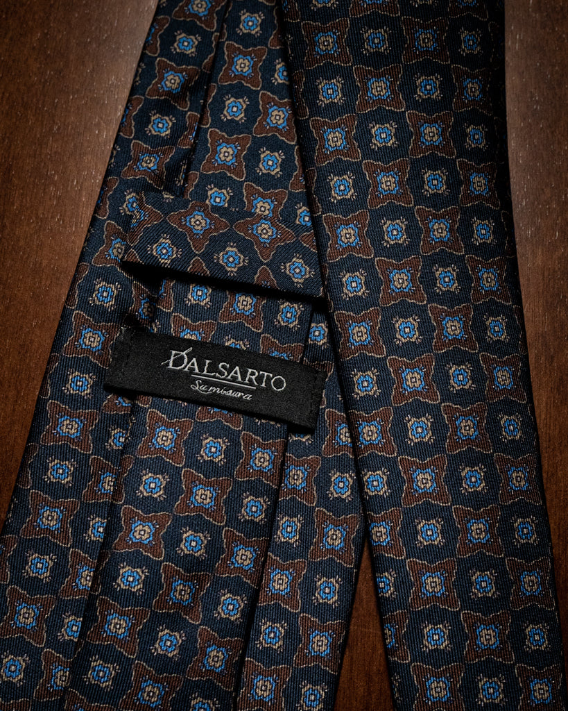 Cravatta Blu e Marrone Fantasia