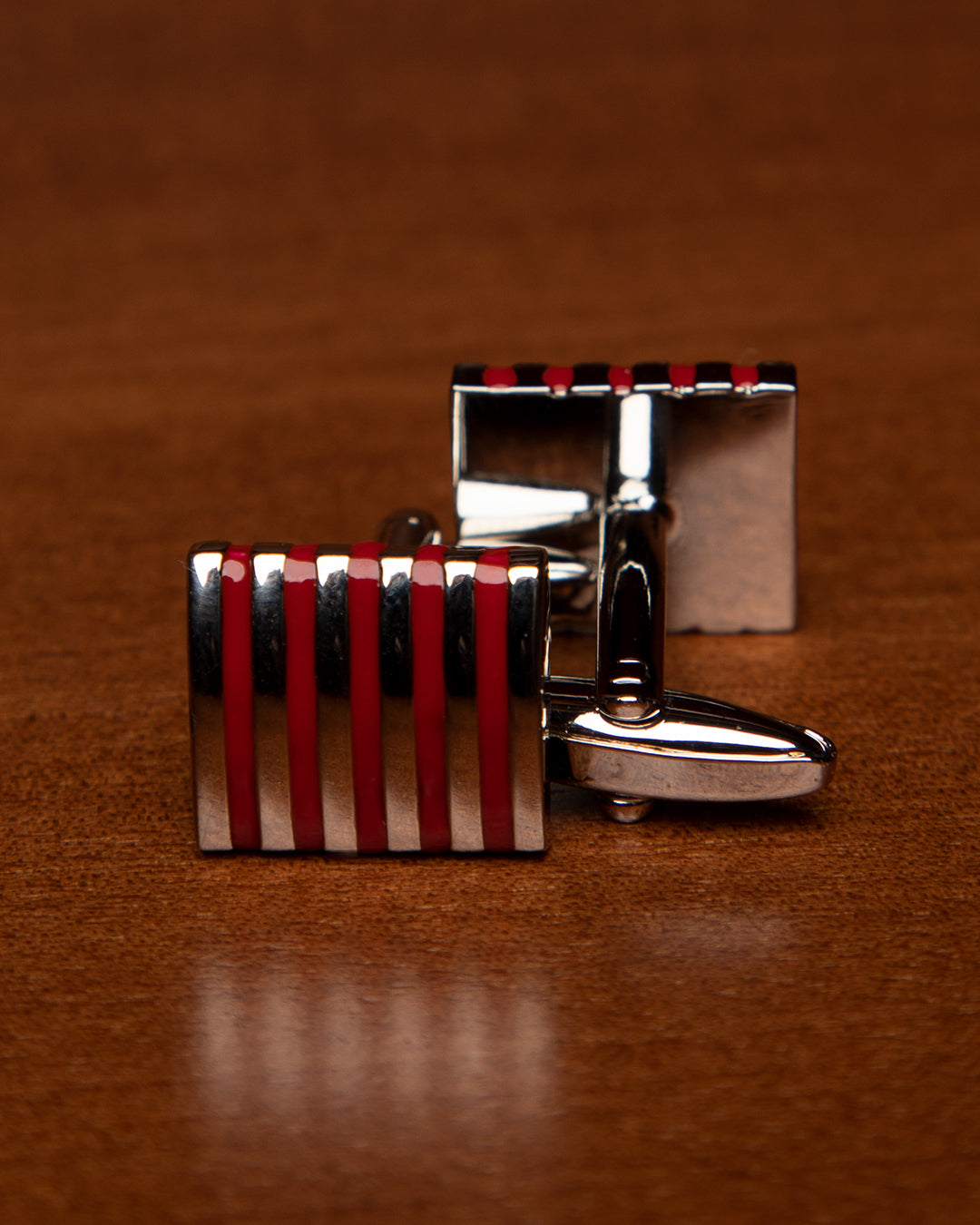 Gemelli Rettangolari Color Argento e Rosso