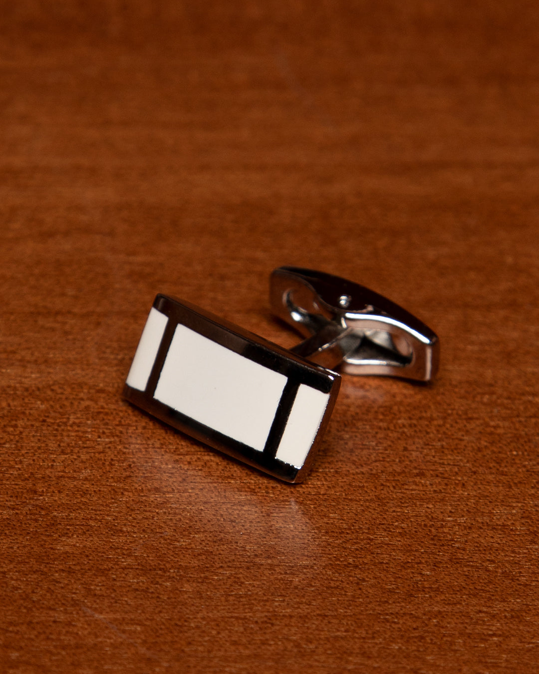 Gemelli Rettangolari Color Bianco e Argento