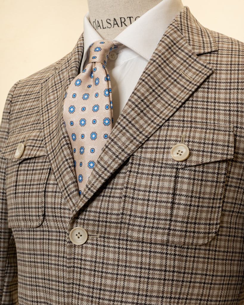 Giacca Casual Principe Di Galles Beige