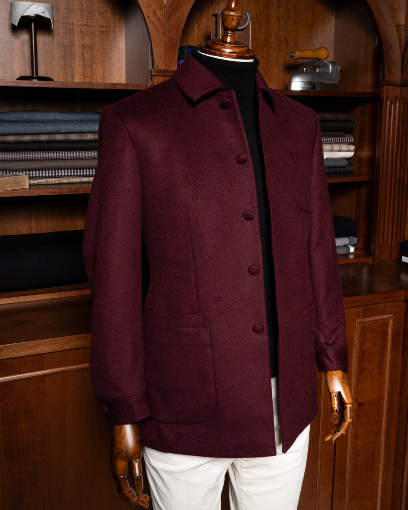 Burgundy Wool-Cashmere Casual Jacket