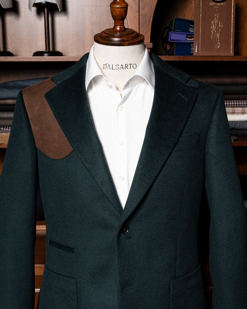 Giacca Casual Verde Smeraldo con Alcantara