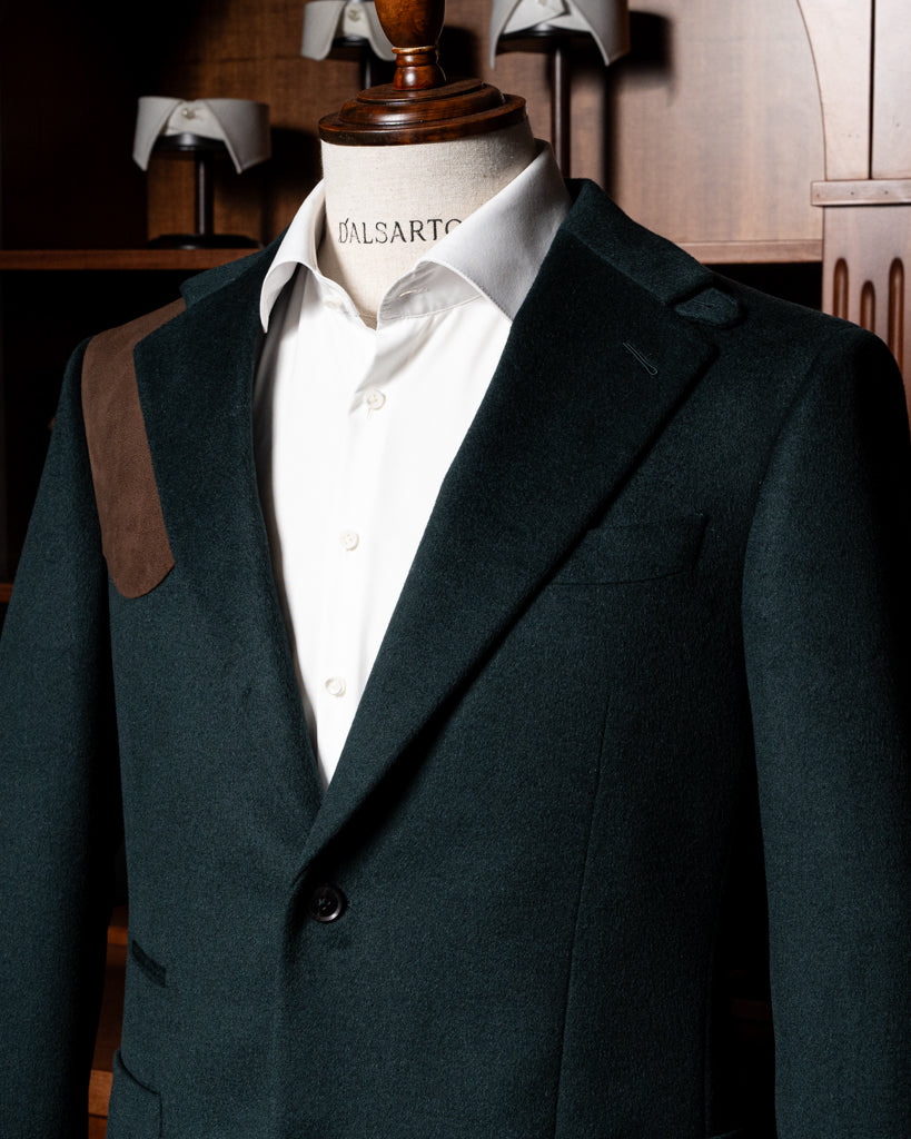 Giacca Casual Verde Smeraldo con Alcantara