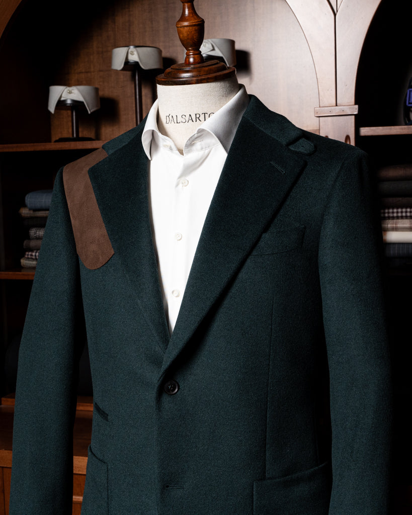 Giacca Casual Verde Smeraldo con Alcantara