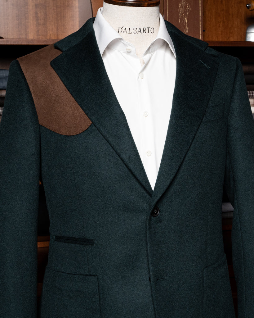 Giacca Casual Verde Smeraldo con Alcantara