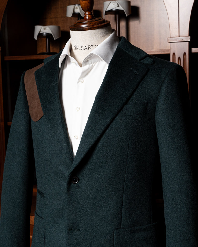 Giacca Casual Verde Smeraldo con Alcantara