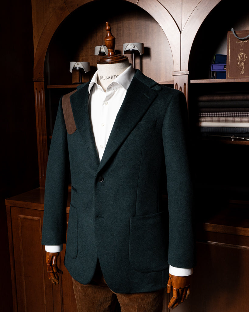 Giacca Casual Verde Smeraldo con Alcantara