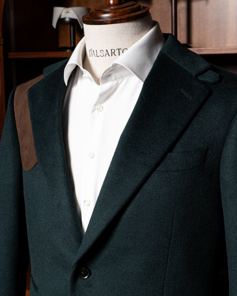 Giacca Casual Verde Smeraldo con Alcantara