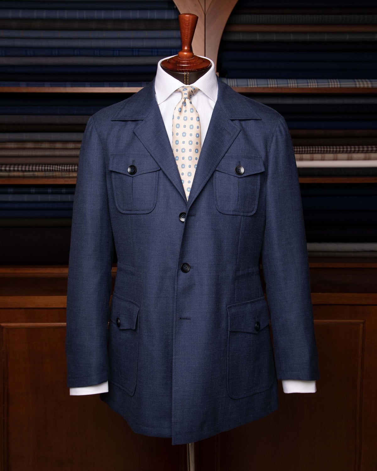 Giacca Sahariana Blu Melange