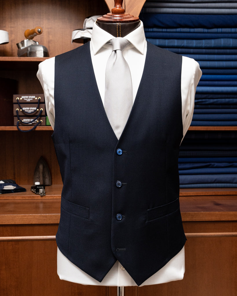 Midnight Blue Single-Breasted Vest