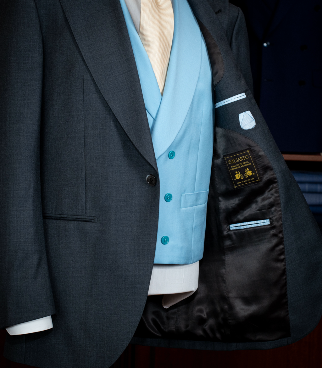 Gilet Sciallato Doppiopetto Turchese