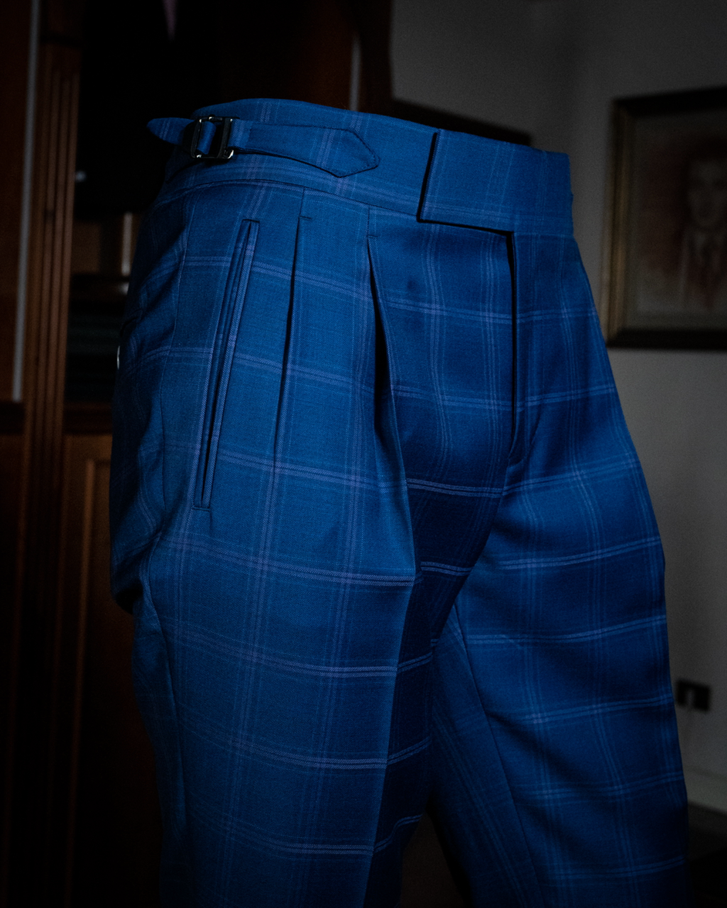Pantalone Borromini Blu Mare con Quadri