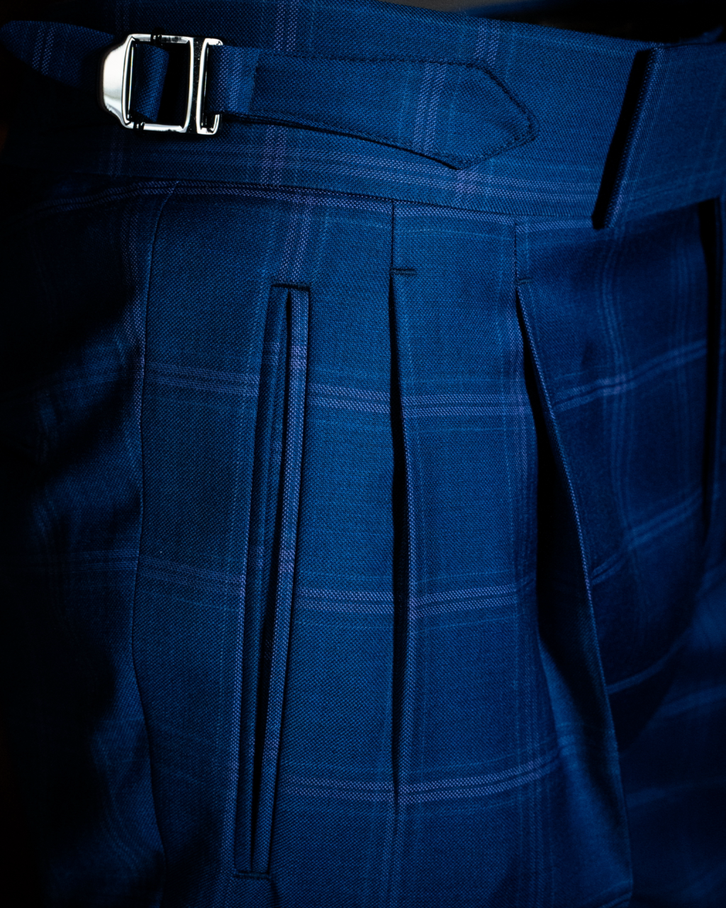 Pantalone Borromini Blu Mare con Quadri