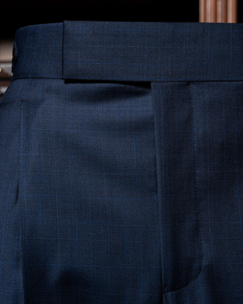 Borromini Pants in Midnight Blue with Checked Pattern