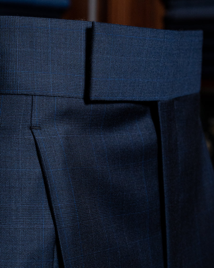 Borromini Pants in Midnight Blue with Checked Pattern