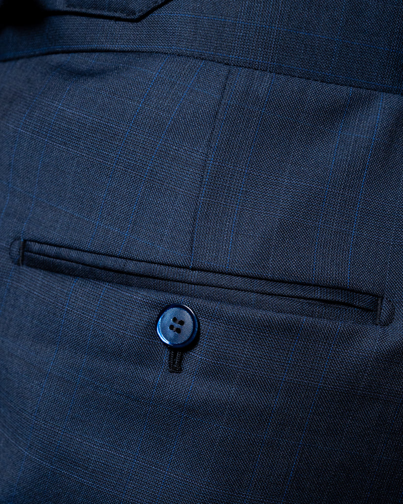 Borromini Pants in Midnight Blue with Checked Pattern