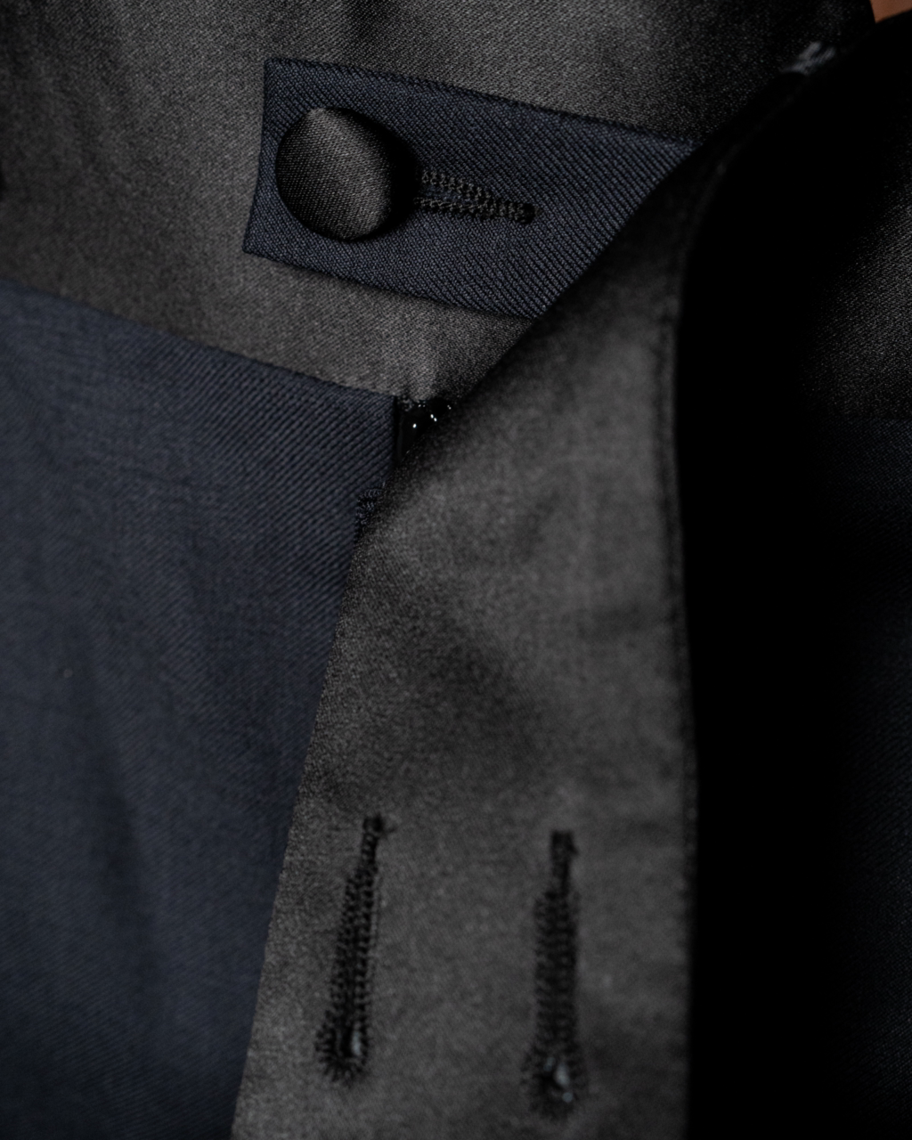 Tuxedo Pants in London Smoke Grey with Satin