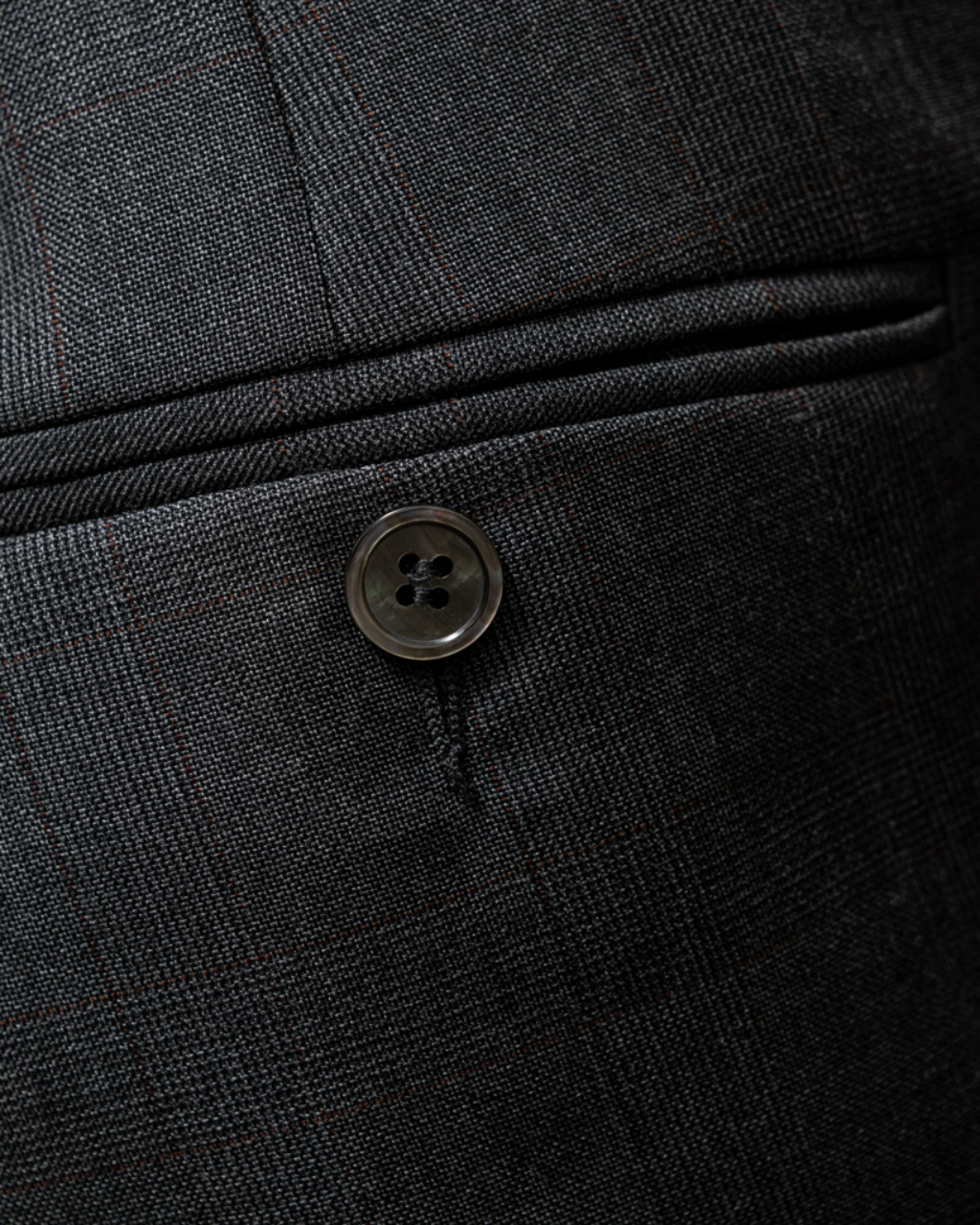Pantalone Tiziano Grigio Cenere con Quadri Rossi