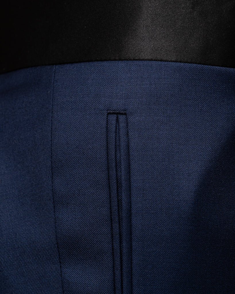 Open Blue Tuxedo Trousers with Satin