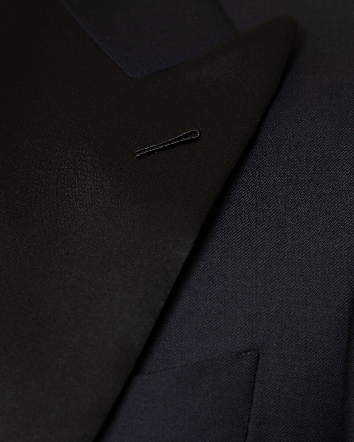 Blue Black Tuxedo with Black Satin
