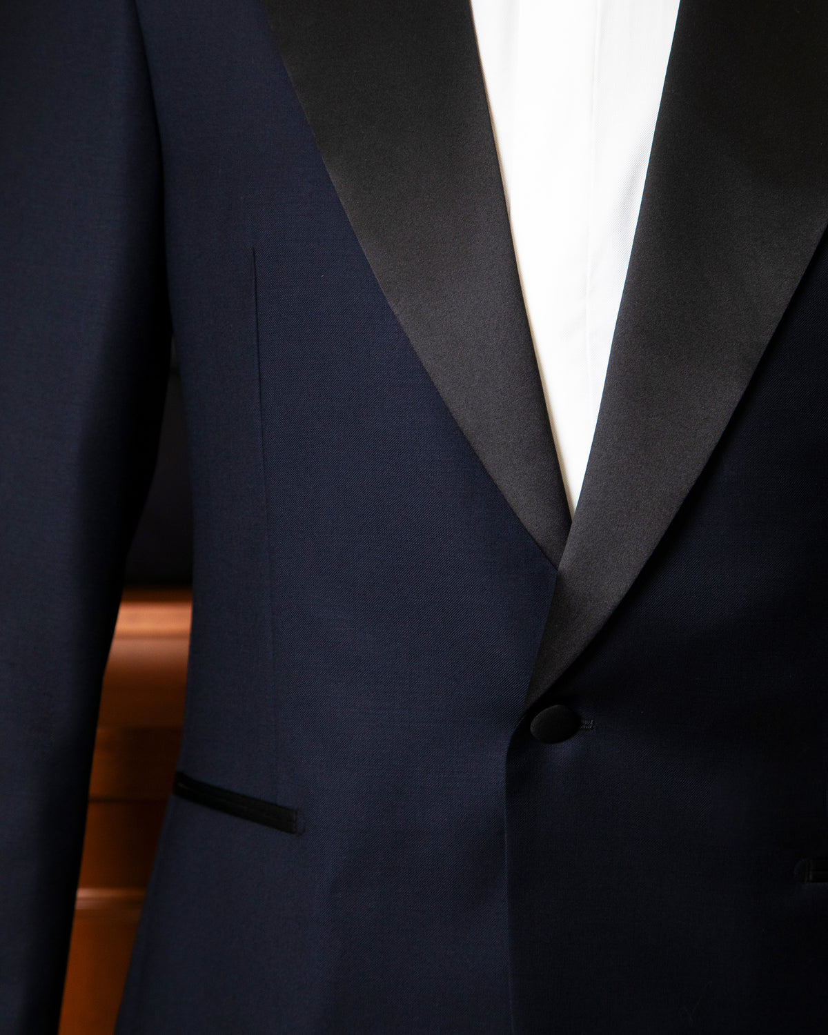 Blue Black Tuxedo with Black Satin