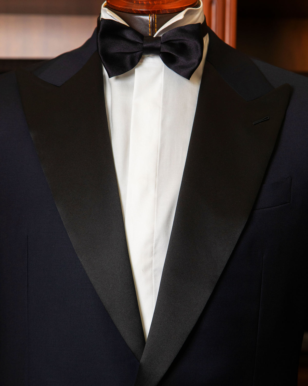 Blue Black Tuxedo with Black Satin