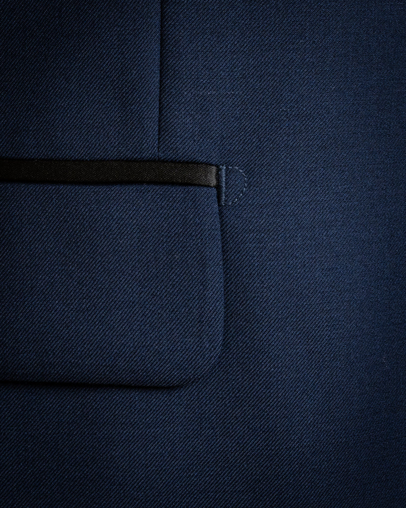 Smoking Michelangelo Blu Notte con Gilet e Pantalone Nero