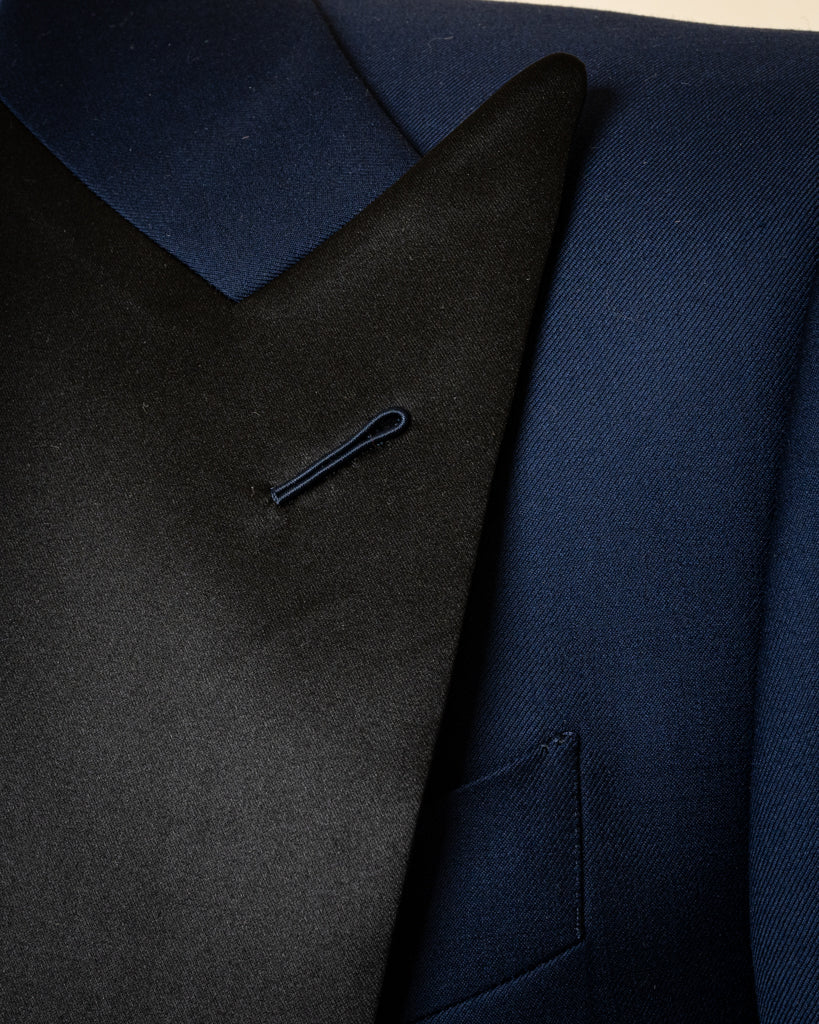 Smoking Michelangelo Blu Notte con Gilet e Pantalone Nero