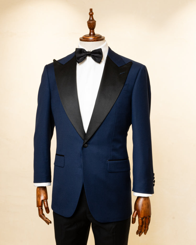 Smoking Michelangelo Blu Notte con Gilet e Pantalone Nero