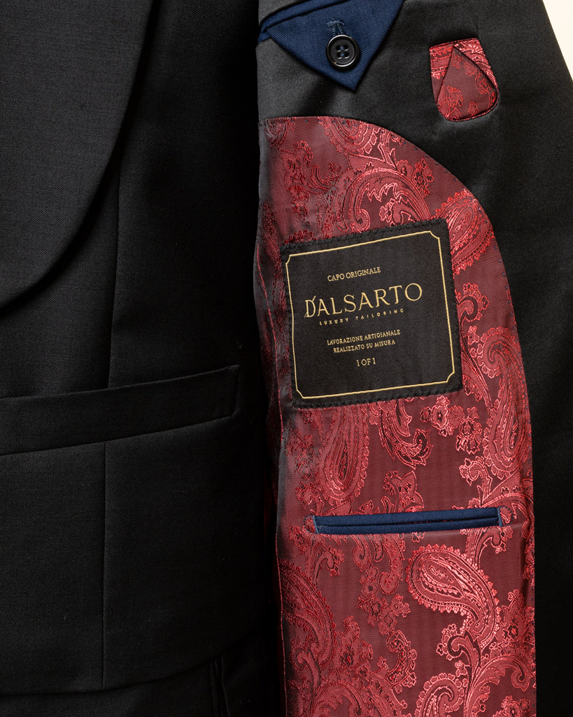 Smoking Michelangelo Blu Notte con Gilet e Pantalone Nero