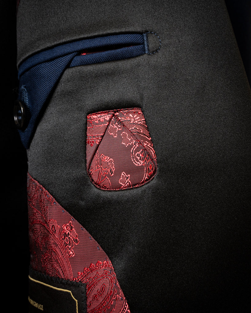Smoking Michelangelo Blu Notte con Gilet e Pantalone Nero