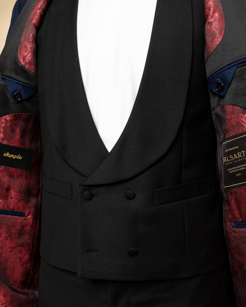 Smoking Michelangelo Blu Notte con Gilet e Pantalone Nero