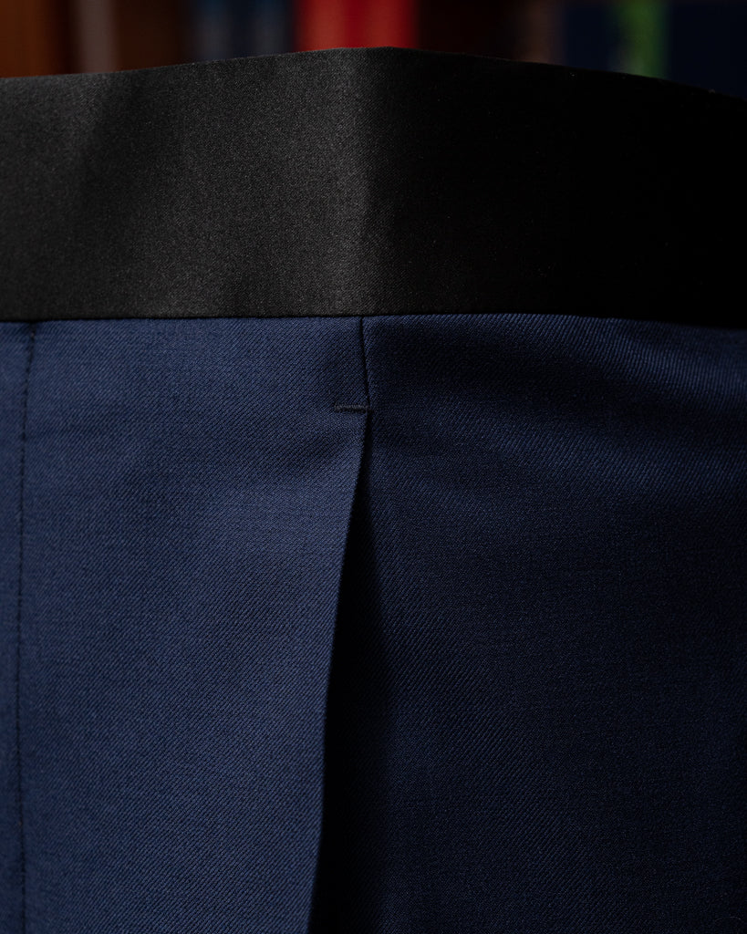 Michelangelo Open Blue Tuxedo with Black Satin