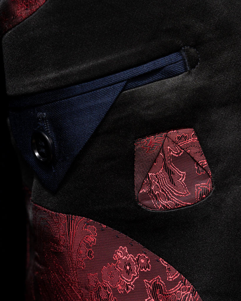 Michelangelo Open Blue Tuxedo with Black Satin