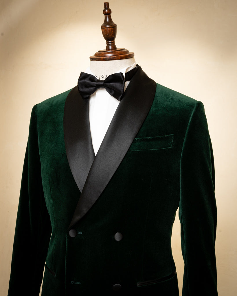 Smoking Velluto Verde con Pantalone Nero