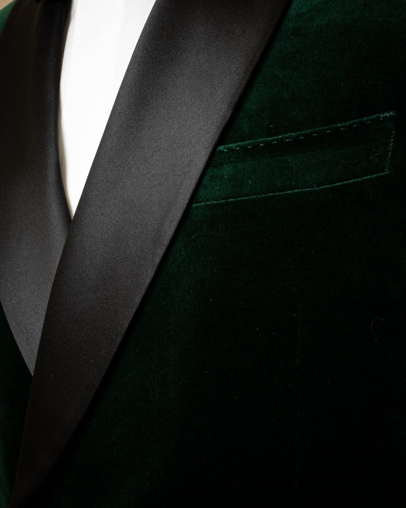 Smoking Velluto Verde con Pantalone Nero