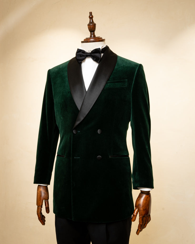Smoking Velluto Verde con Pantalone Nero