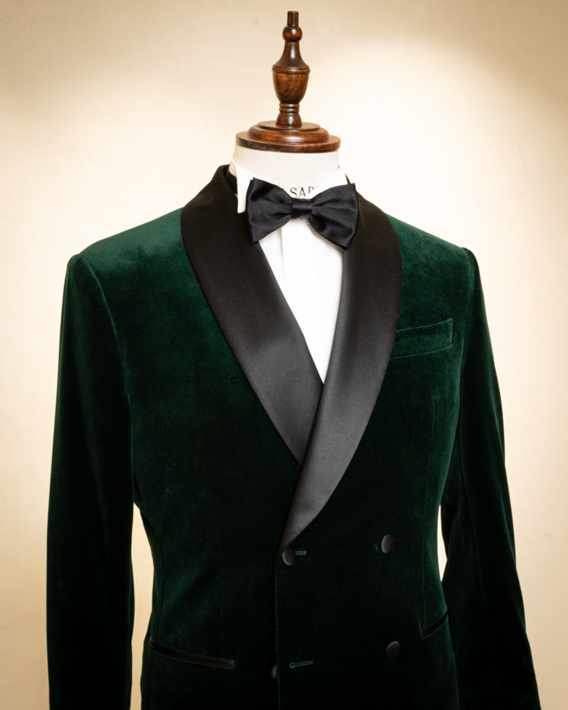 Smoking Velluto Verde con Pantalone Nero