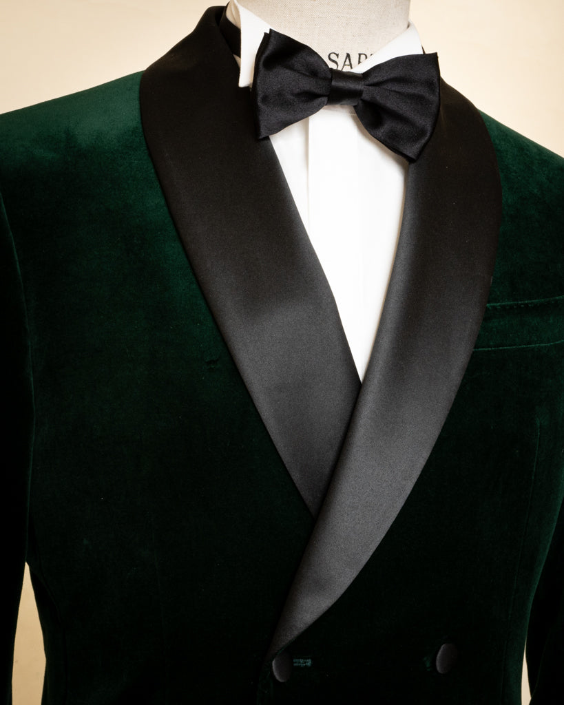 Smoking Velluto Verde con Pantalone Nero