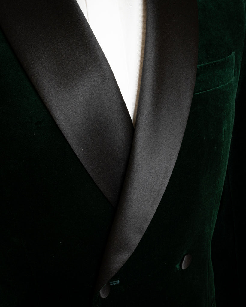 Smoking Velluto Verde con Pantalone Nero