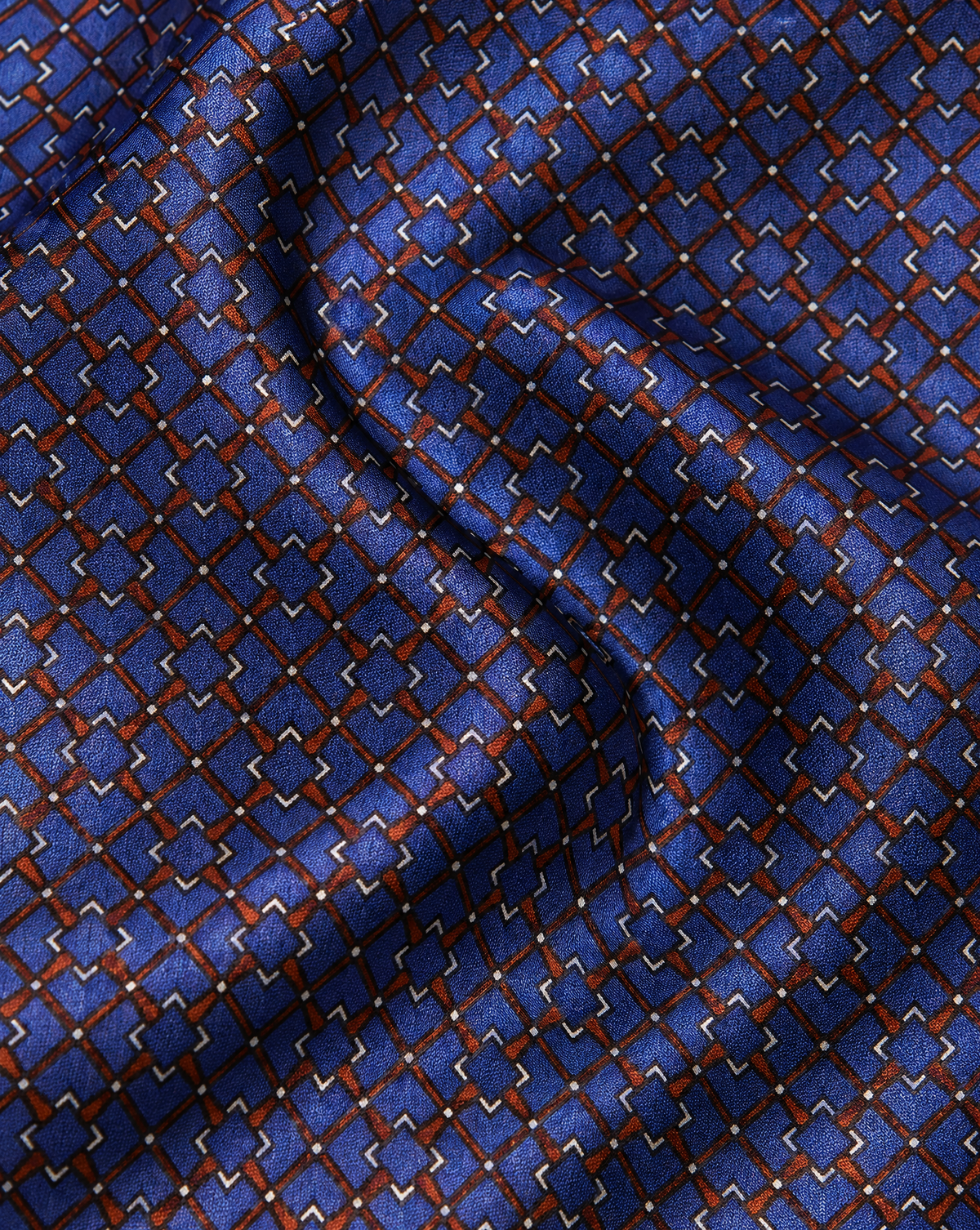 Cravatta Blu Acceso e Rame con Motivo Geometrico ad Intreccio