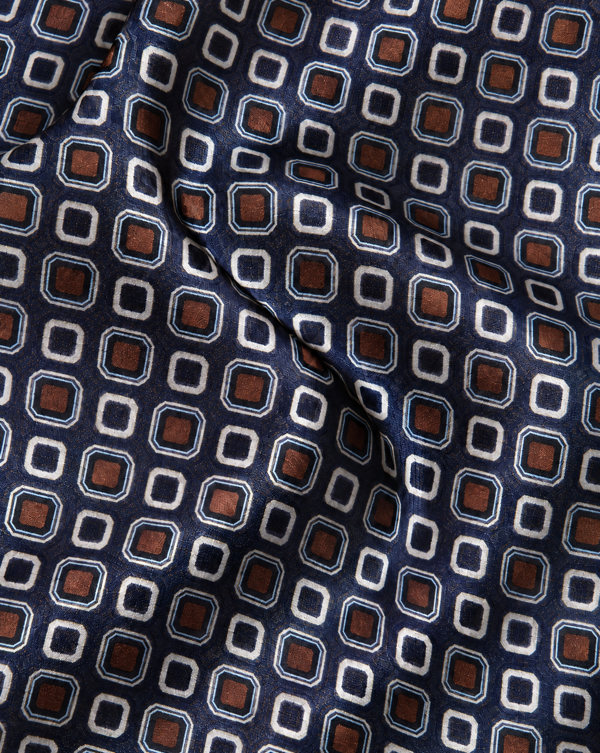 Cravatta Blu Notte con Moduli Ottagonali Rame