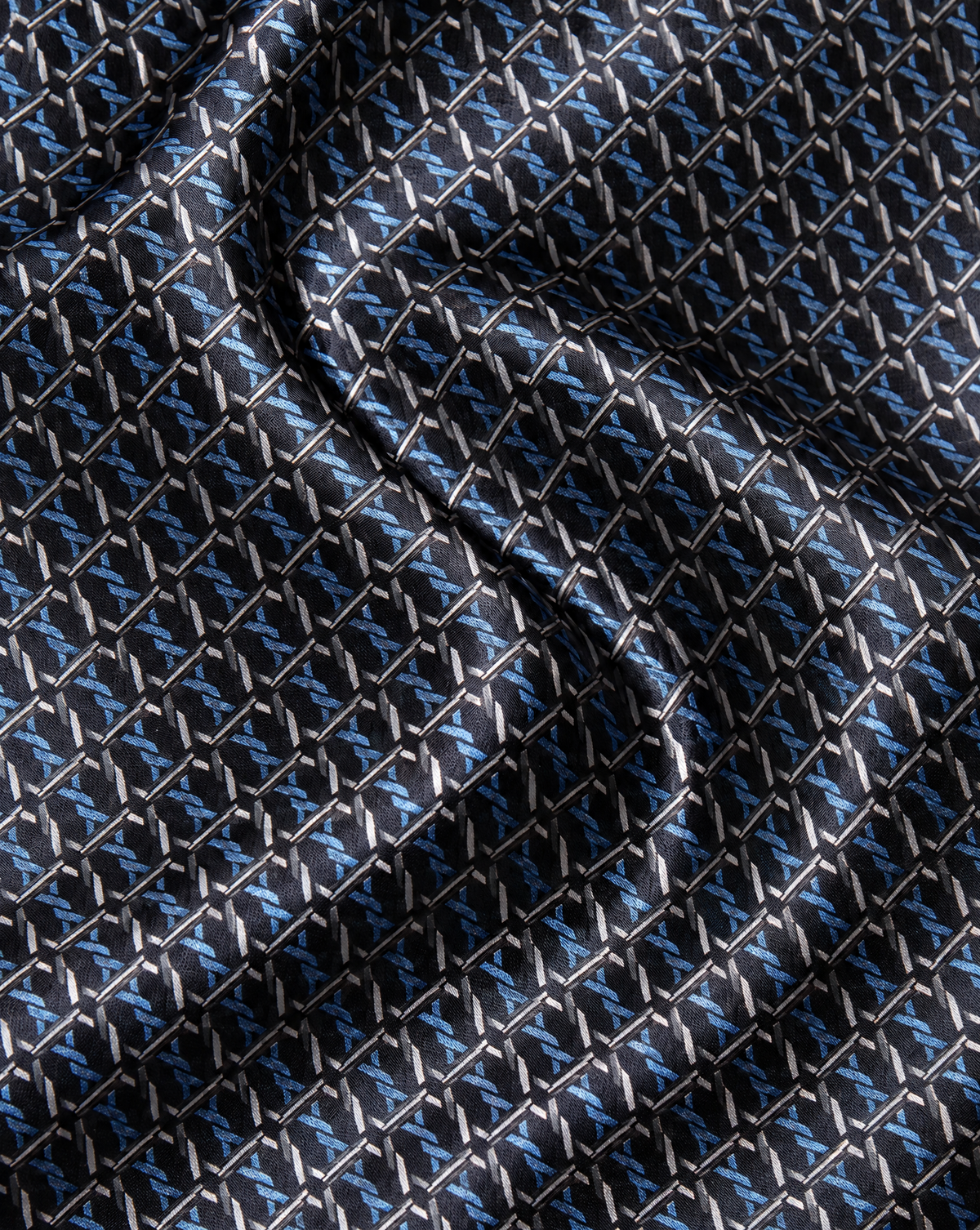 Cravatta Blu Notte con Reticolo Tridimensionale Argento