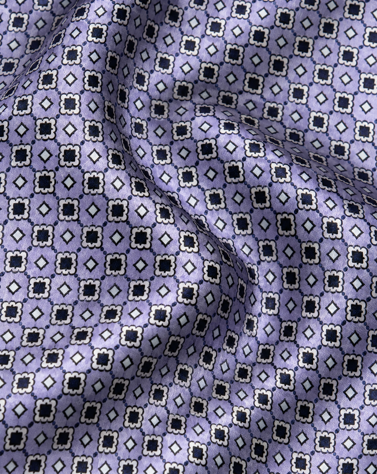 Cravatta Glicine Tema Floreale con Reticolo Bianco e Nero