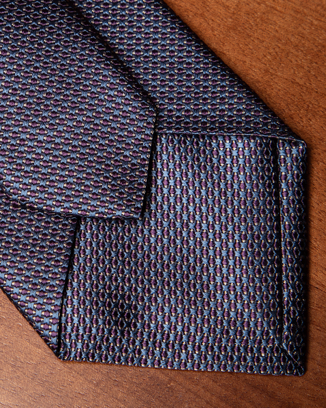 Midnight Blue Tie with Purple Micro-Jacquard