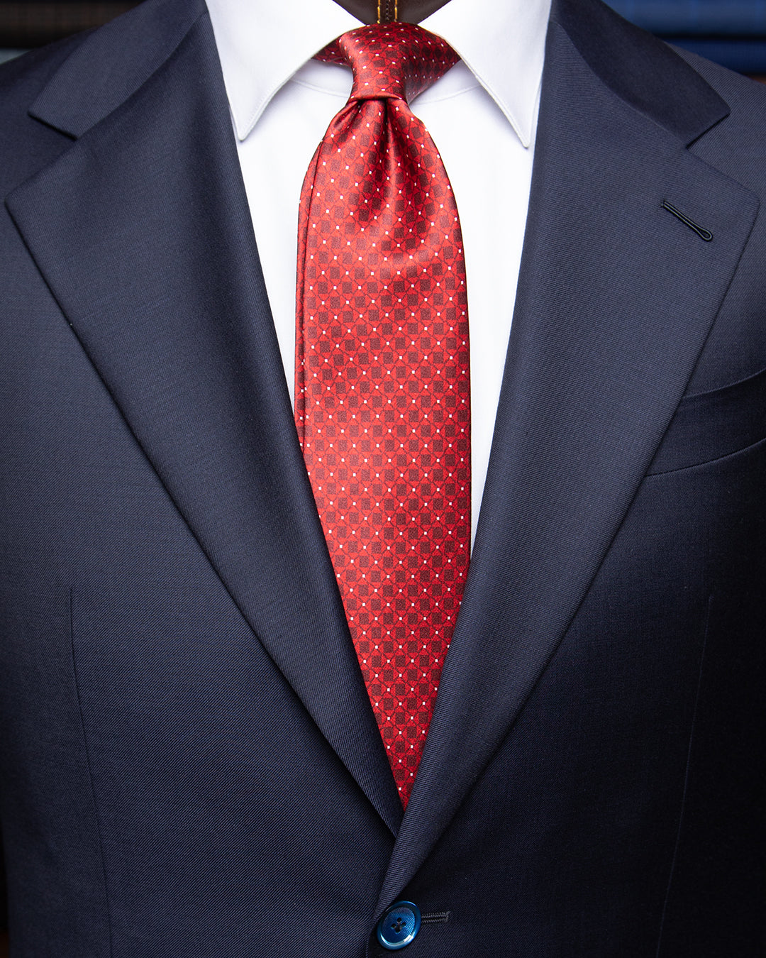 Cravatta Rosso Rubino con Motivo Geometrico