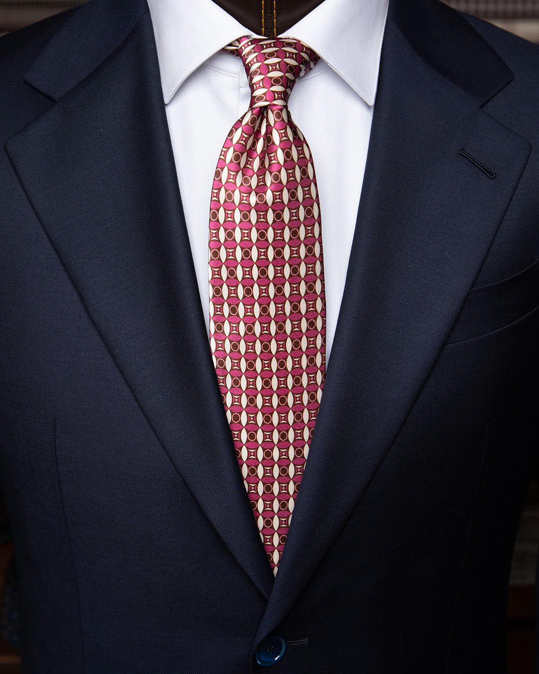 Cravatta Rosa e Arancio con Mosaico Geometrico