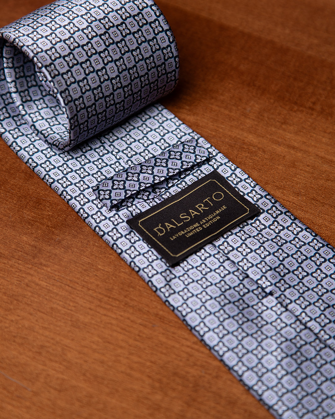 Pearl Gray Tie with Micro Floral Geometric Pattern