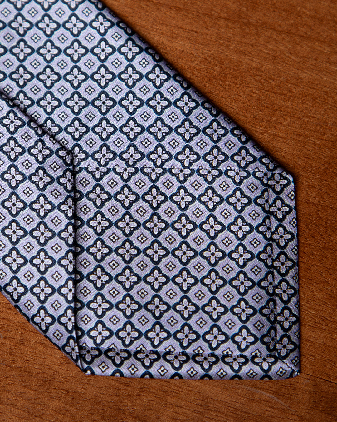 Pearl Gray Tie with Micro Floral Geometric Pattern