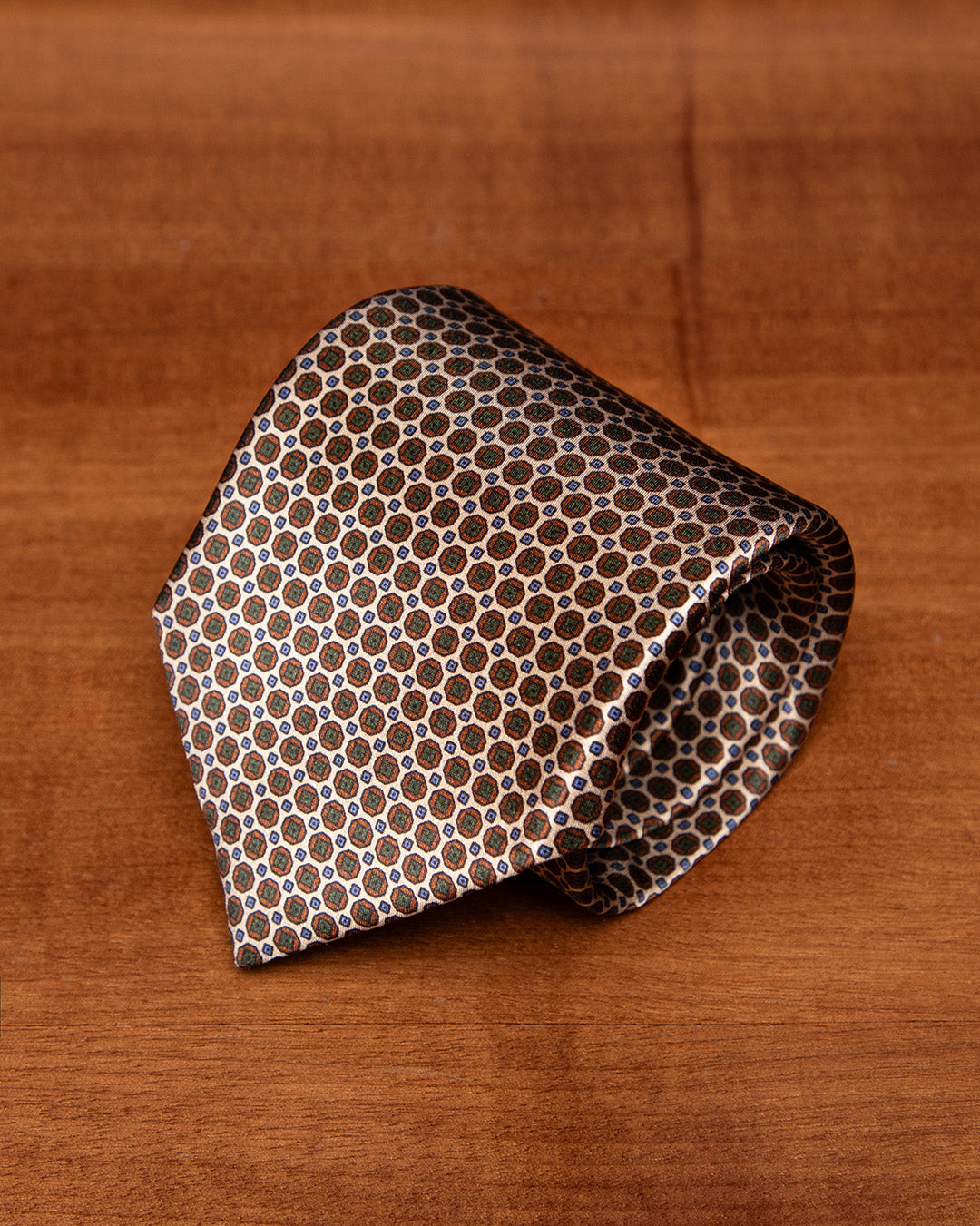 Champagne Tie with Bronze Greek Micro Pattern